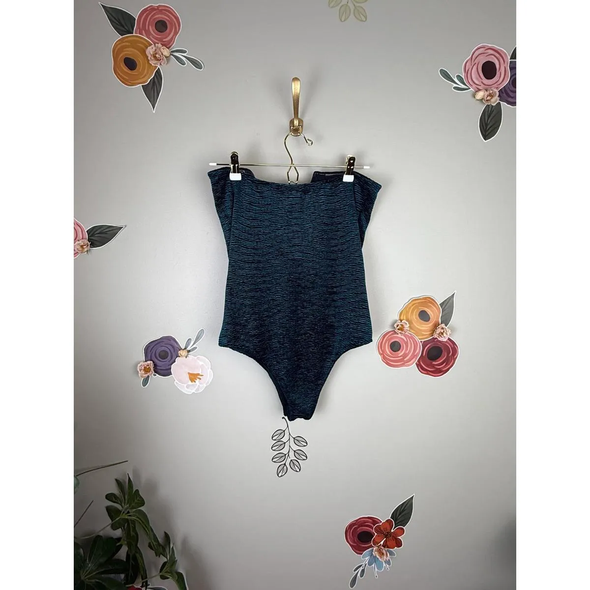 Out from Under Urban Outfitters Teal Velvet Wire Bodysuit - Size - Large - Image 3