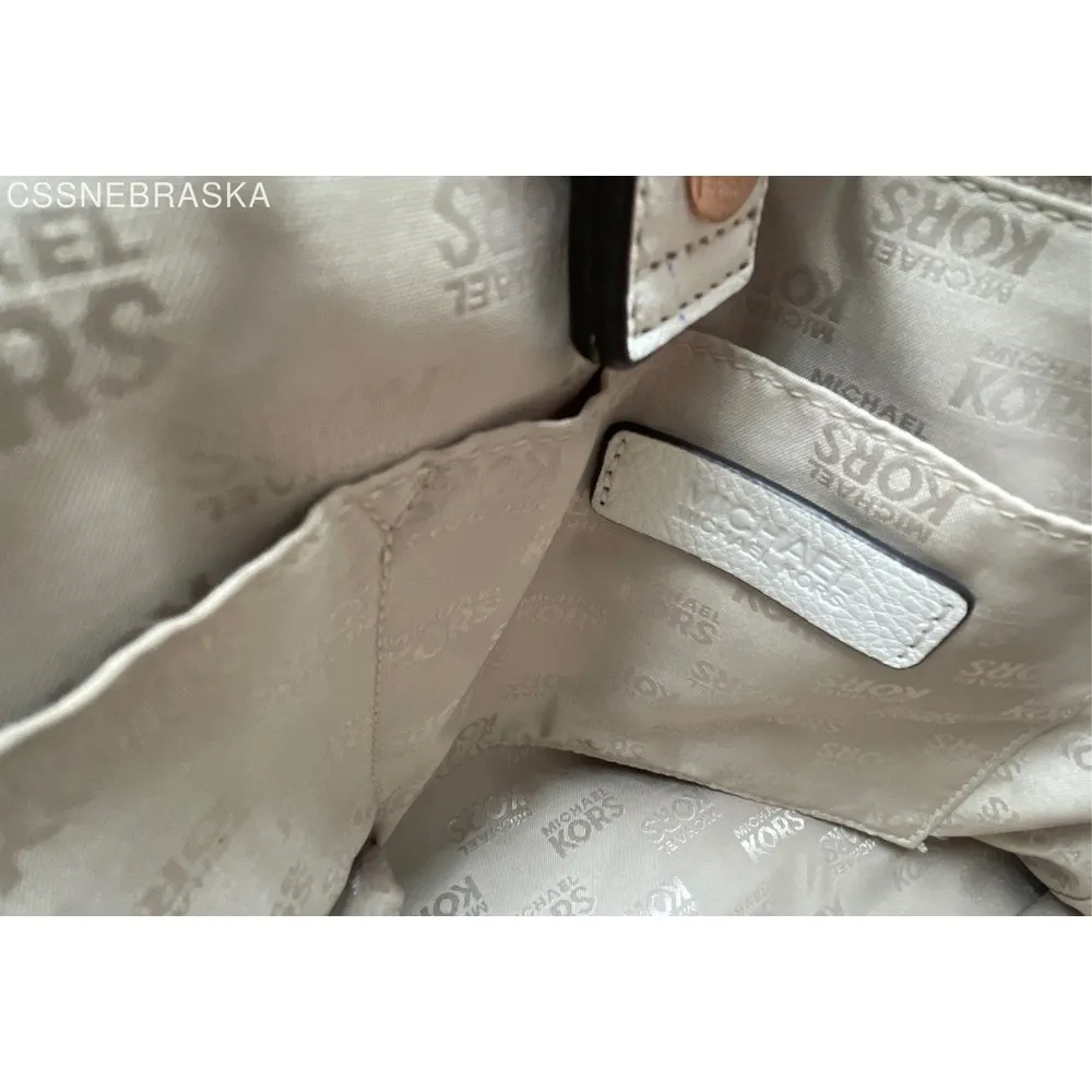 Michael Kors Off White Cream‎ Women's Leather Shoulder Bag Tote Handbag - Image 12