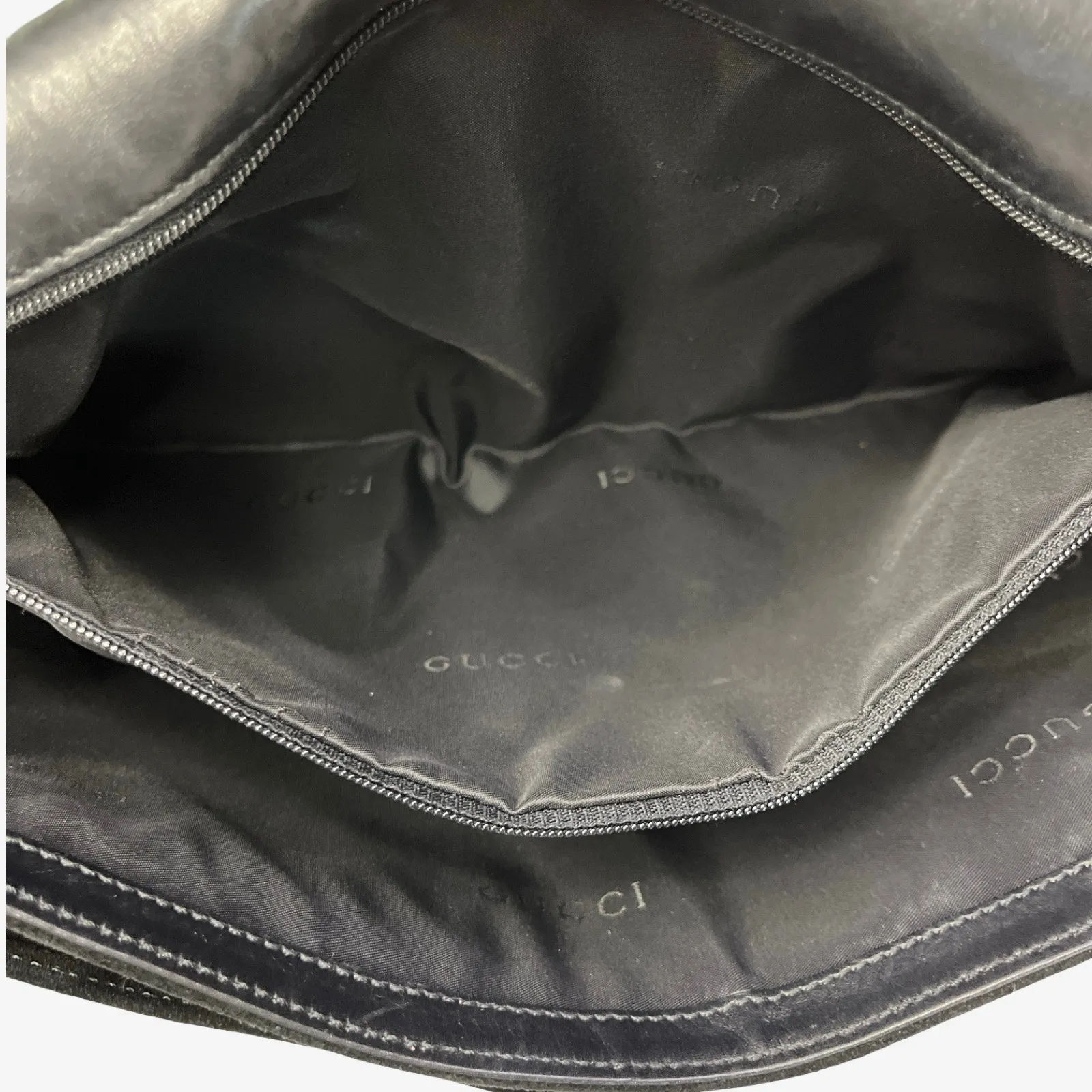 Gucci Black Suede Shoulder Bag 001 3266 Vintage Messenger Style Made In Italy - Image 12