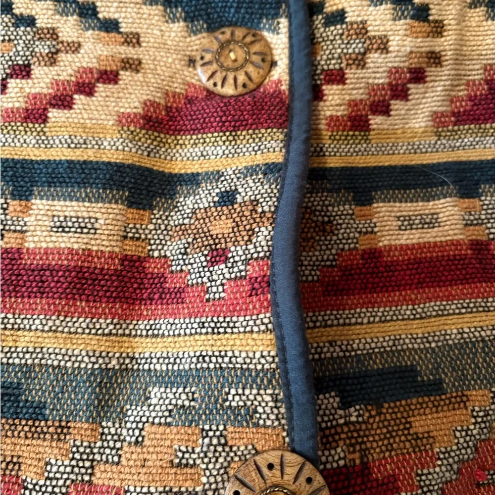 New Identity Multicolor Patterned Jacket Aztec Boho Vintage Large Blue - Image 3