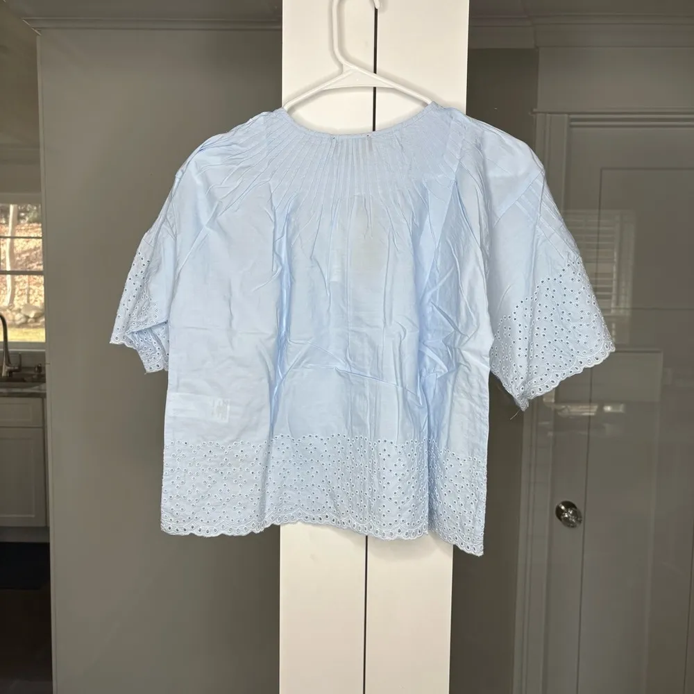 NWT J. Crew Jolie Top Eyelet Cotton Poplin Fresh Air Blue - Image 3
