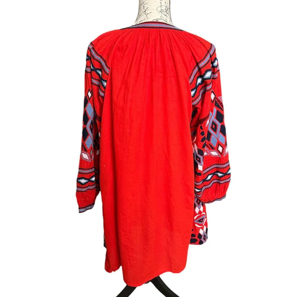 Scotch & Soda Maison Scotch Red Long Sleeve Embroidered Tunic Dress Small P’tite - Image 4