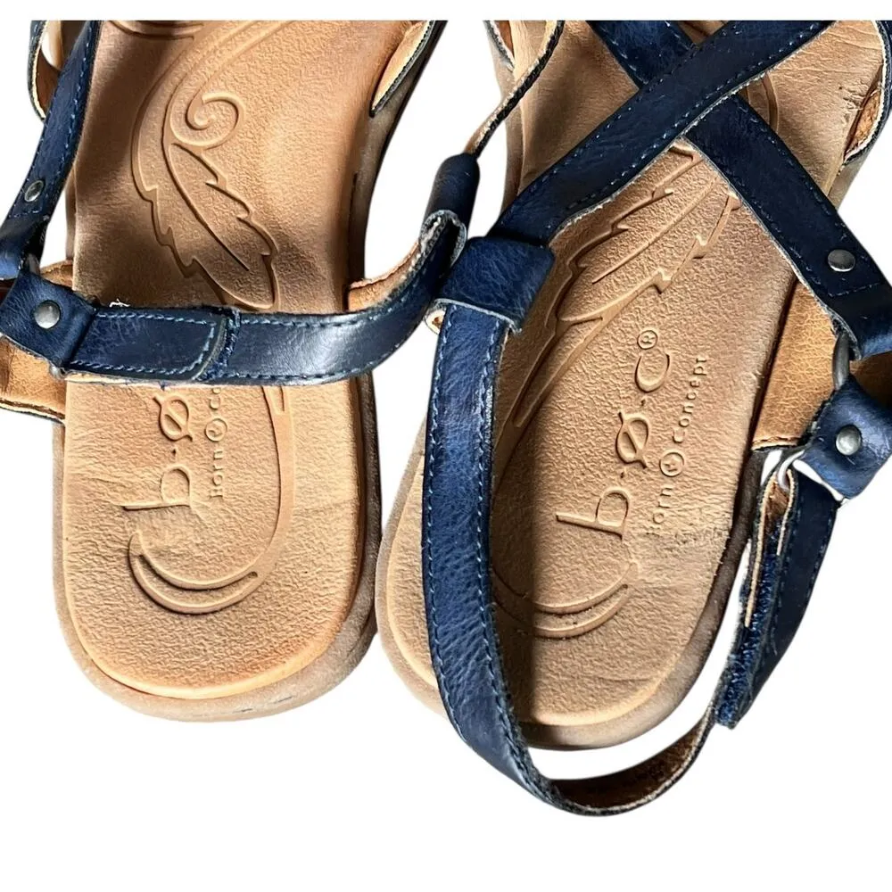 BOC Pearly Sandals Womens Size 7M Blue Faux Leather Toe Post Strappy Comfort - Image 5