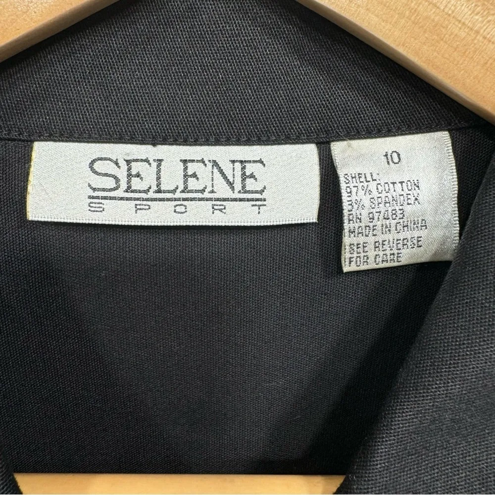 Black Rhinestone Buttons Jeweled Lightweight Long Sleeve Jacket by Selene Sport Size 10 - Image 9