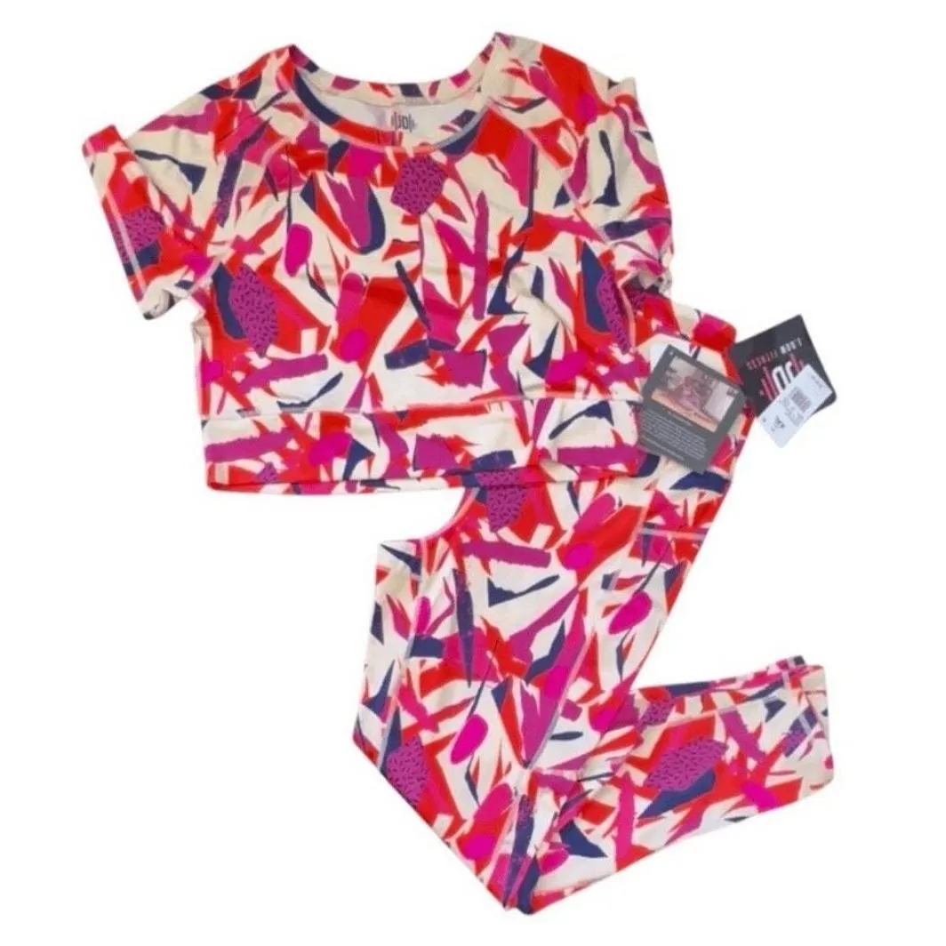 J. Dow Fitness Activewear Set Women Multi Abstract Artwork Workout Athletic Pink Size XXL - Image 2