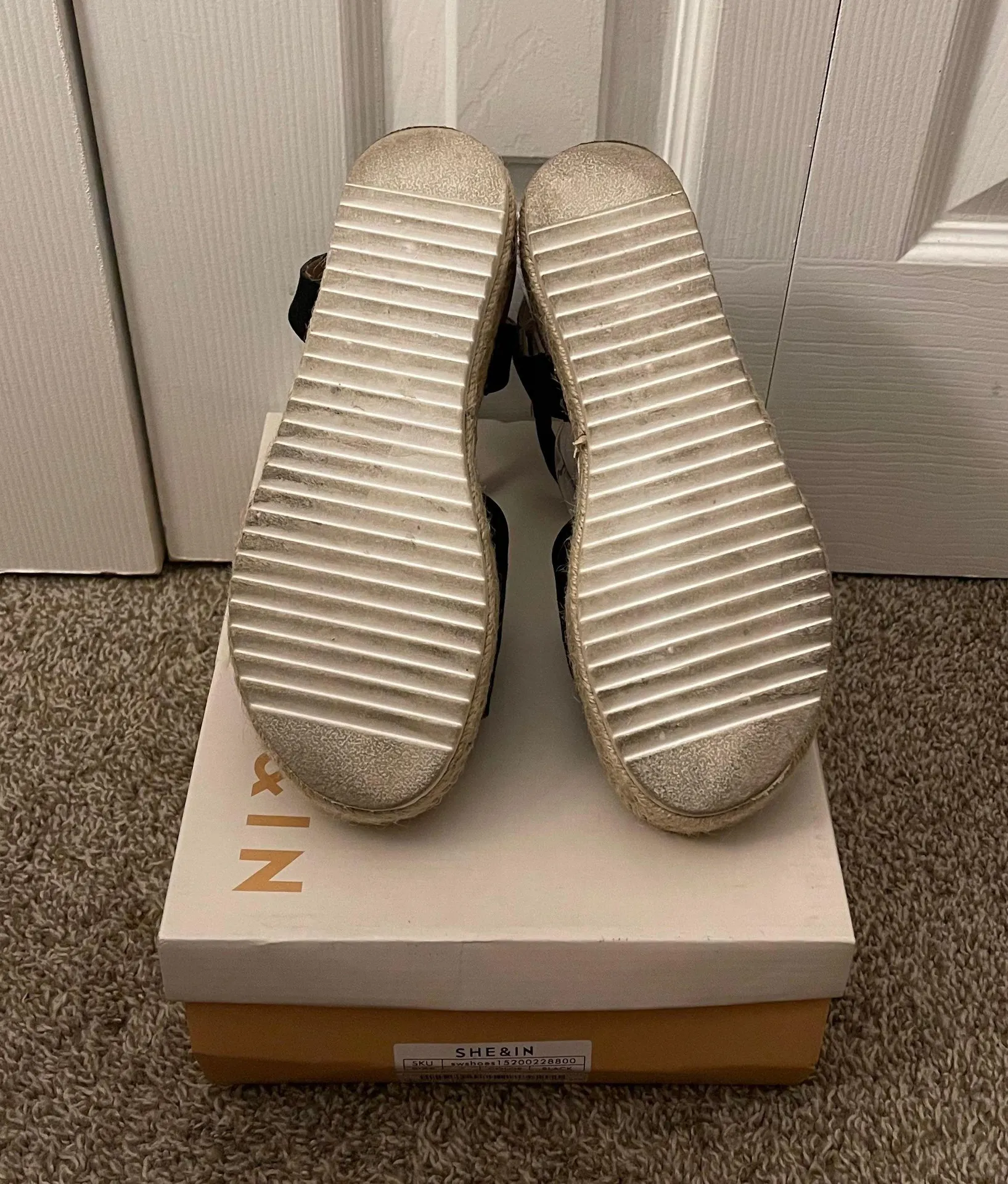 Black Open Toe Buckle Ankle Strap Espadrilles Flatform Wedge Casual Sandal - Image 11