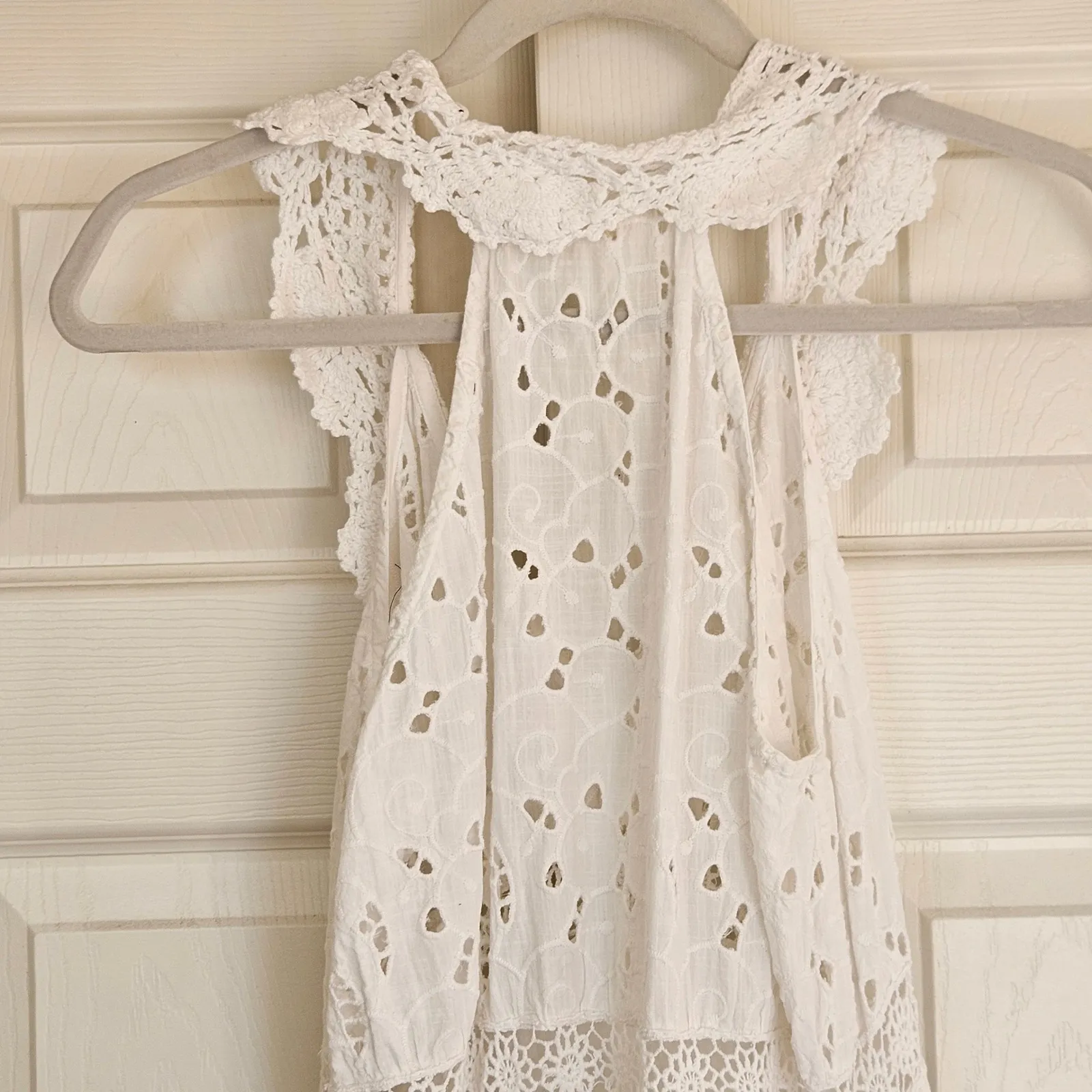 Free People LoveShackFancy Hasina Gown White Vacation Beach US 6 - Image 12
