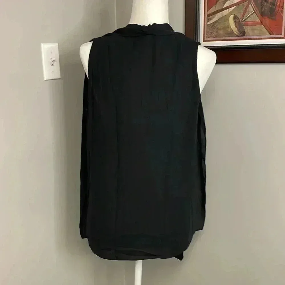 Diane Von Furstenberg Black Dressy Top Blouse Sleeveless Size Medium DVF - Image 4