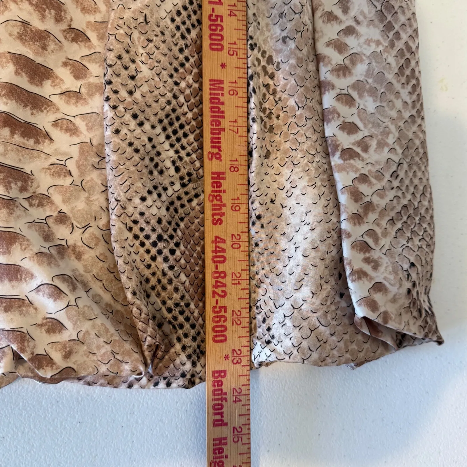 Spiegel 100% Silk Snakeskin Print Pleated Skirt Beige Brown‎ Neutral Size 6 - Image 8