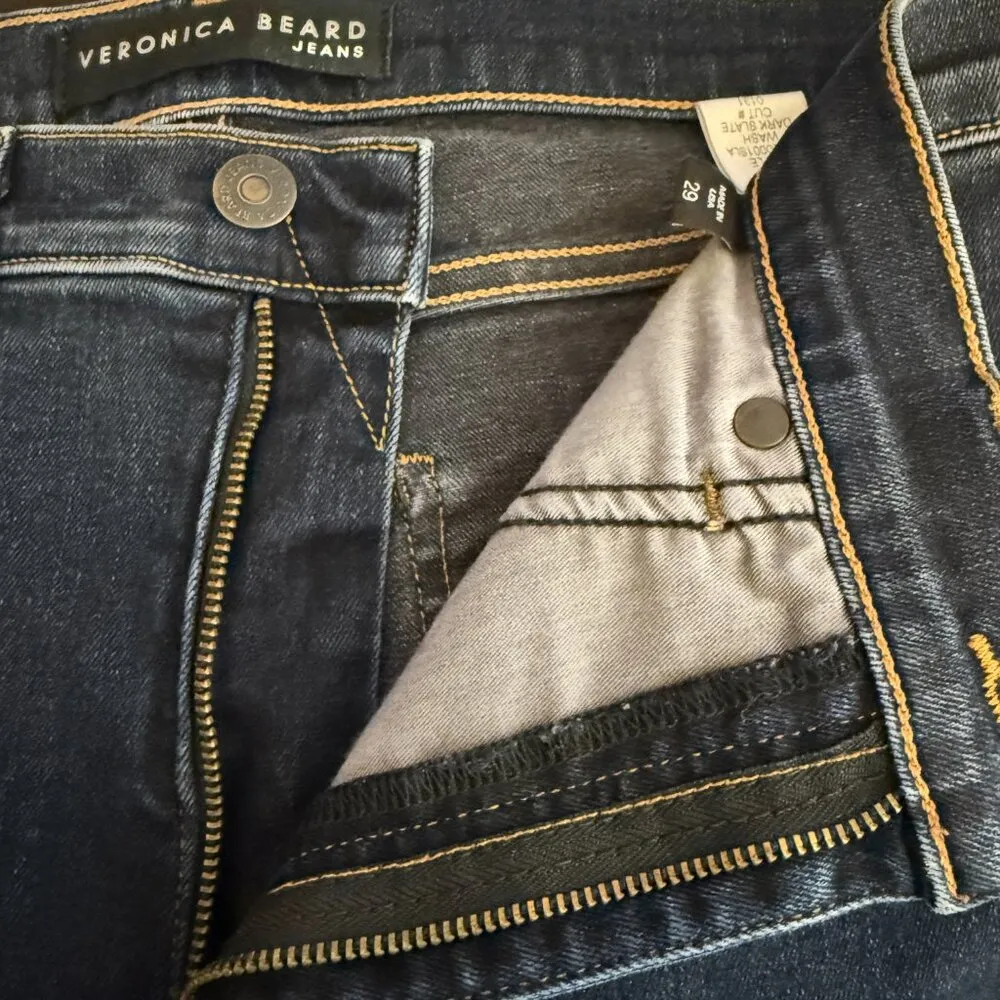 Veronica Beard Kate 10" Skinny Denim Jeans Women's 29 Dark Slate Raw Hem Stretch - Image 10