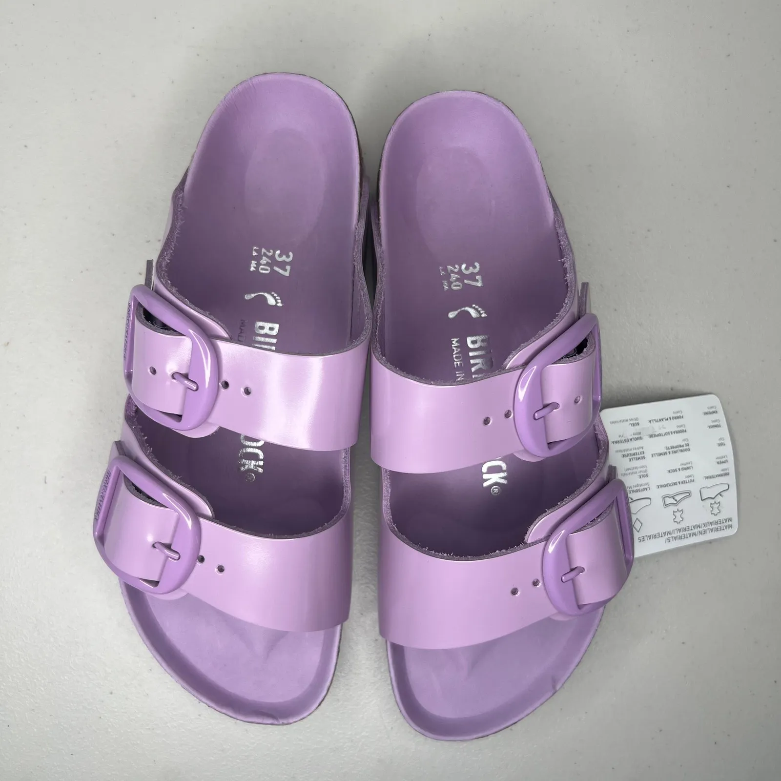 Birkenstock Purple Lavender Big Buckle Arizona High Shine Leather Sandal 37 - Image 5