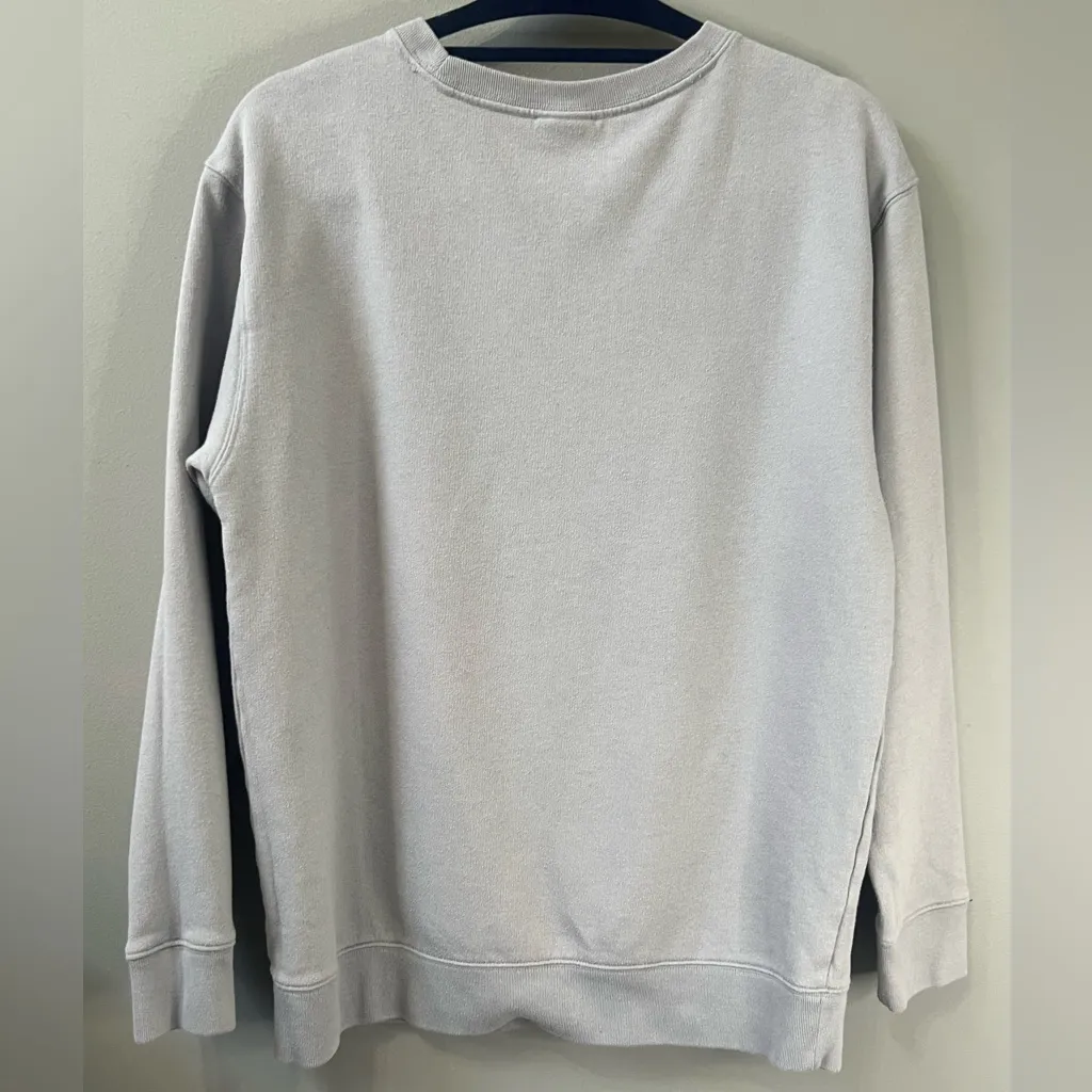 PINK Victoria's Secret Gray Crewneck Sweatshirt with Green Logo Sz Small - Image 3