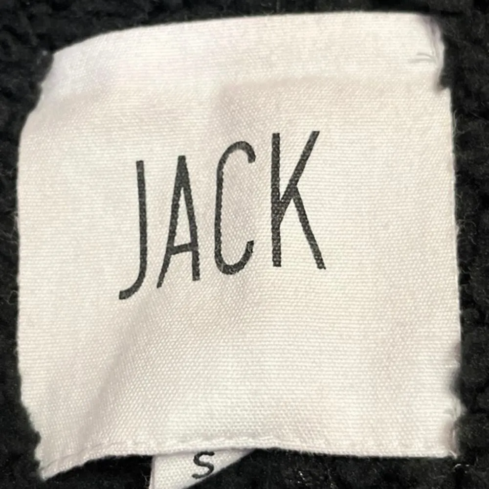 Jack BB Dakota Black Faux Leather Vegan Sherpa Fleece Zip Up Moto Biker Jacket S - Image 4