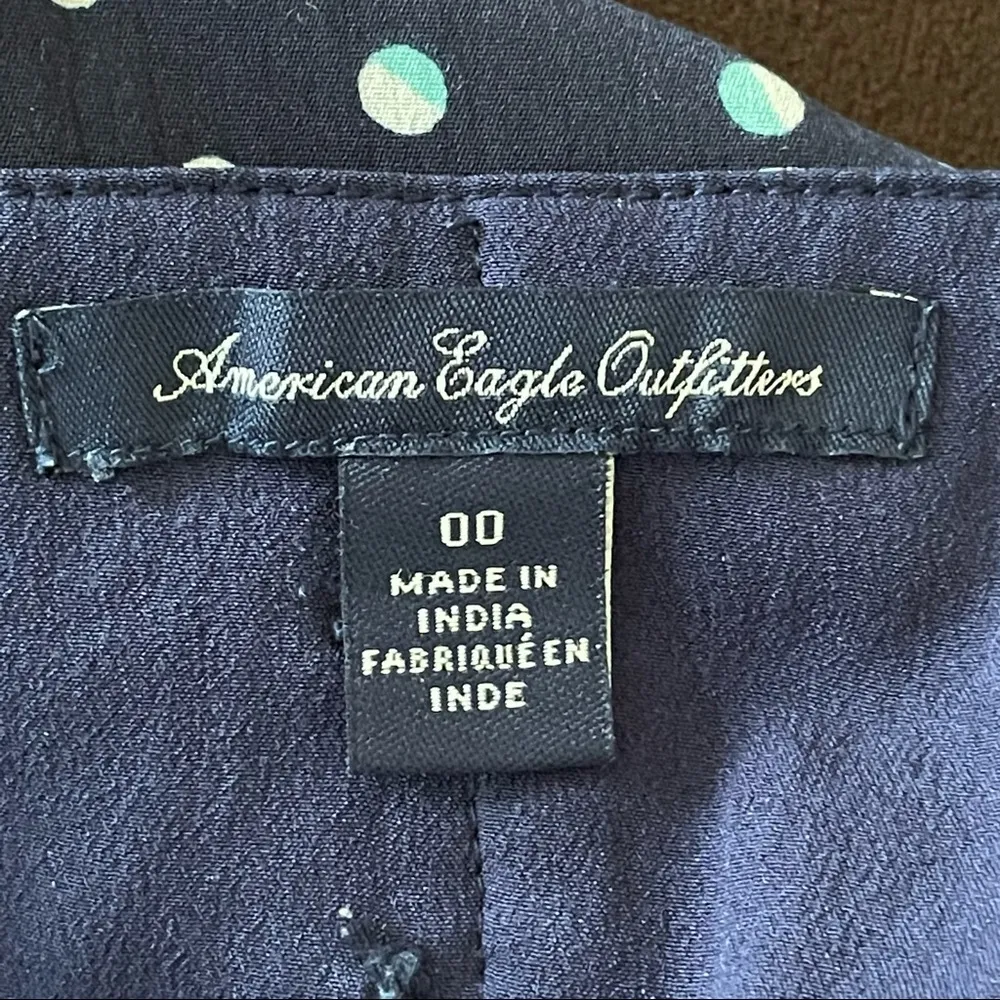 American Eagle Cap Sleeve Blue Polka Dot Mini Dress Size 00 - Image 2