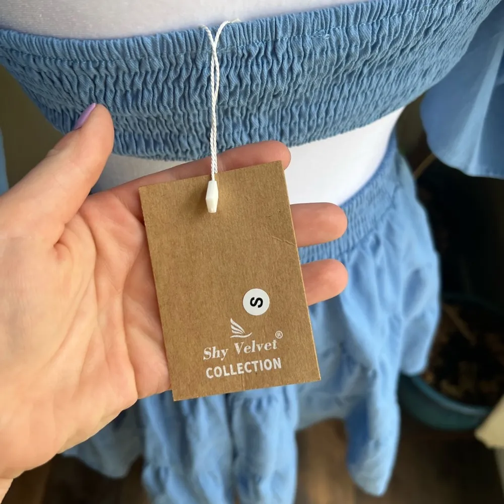 SHY VELVET Blue Open Side and Back Mini Dress | small - Image 6