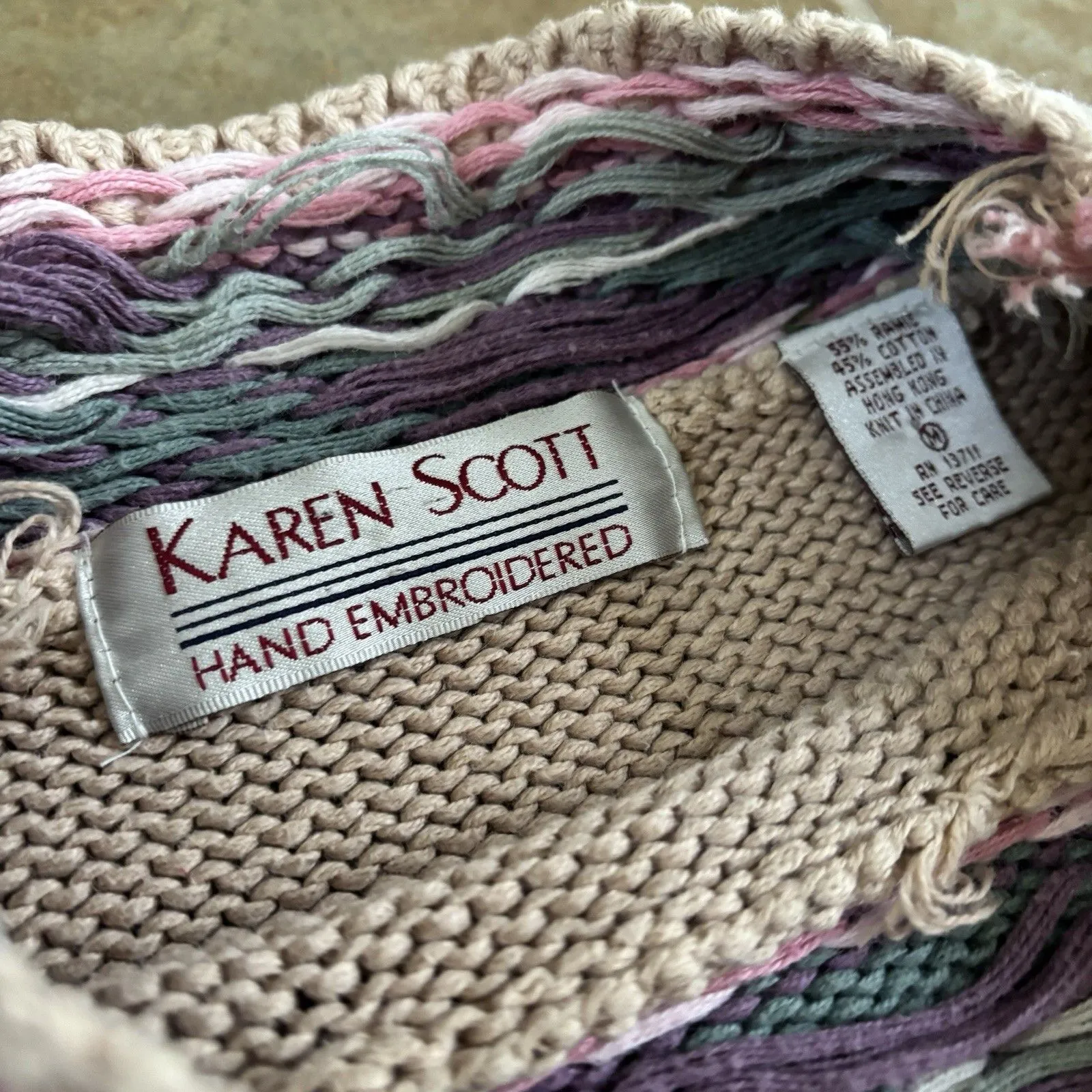 Karen Scott Hand Embroidered Sweater Womens Size Medium Cottagecore Vintage 90s - Image 6