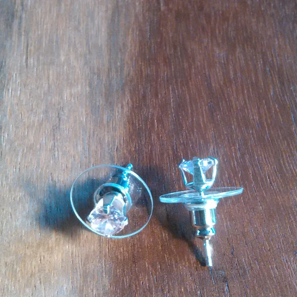 Simulated Pink Diamond Sterling Silver Stud Earrings - Image 6