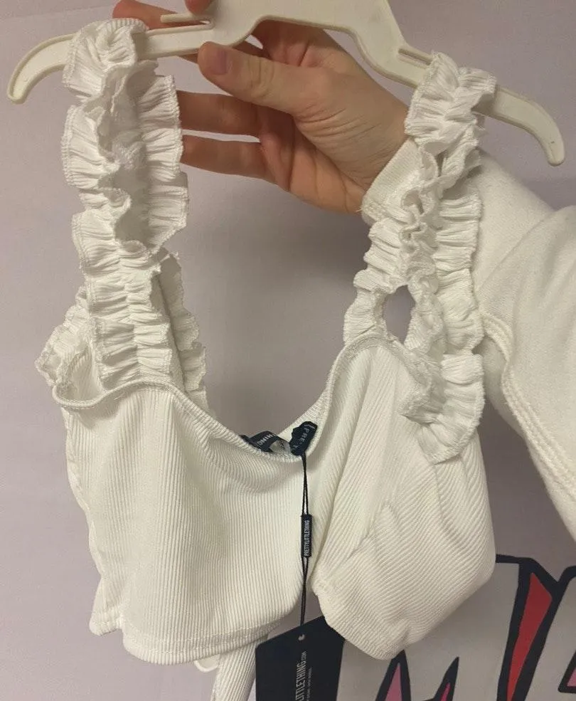 Pretty Little Thing White Tie Top - Image 3