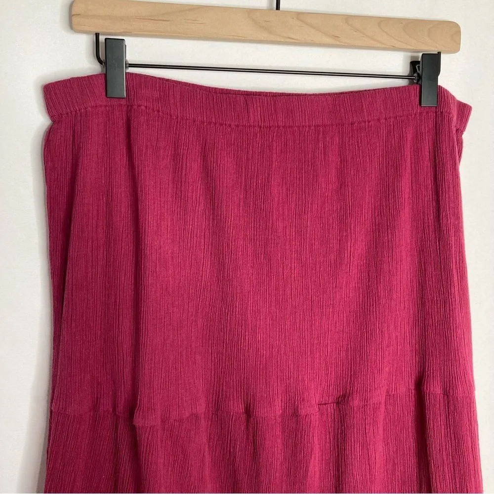 Vintage CW Classics Red Crepe Midi Skirt Size 1X Tiered Y2K Whimsigoth - Image 2