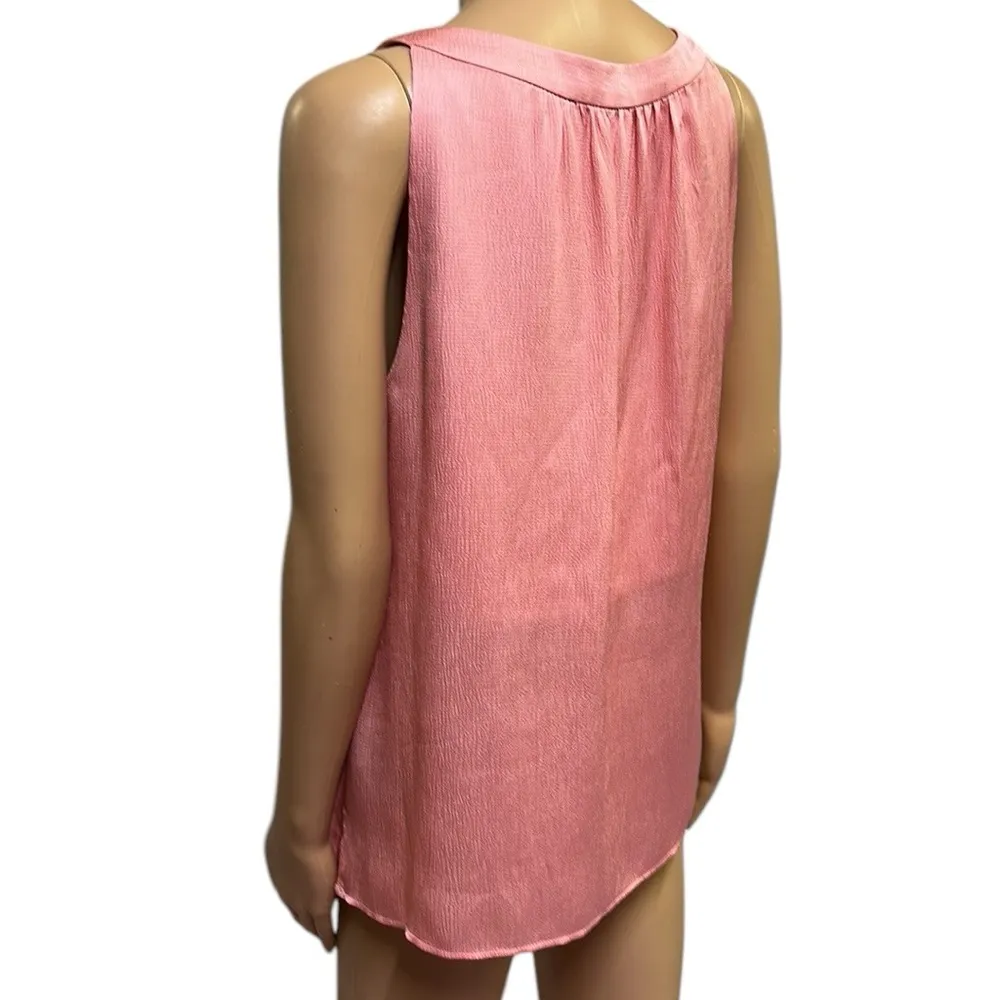 Donna Karan Pink Charmeuse Textured Sleeveless V Neck Lined Blouse Top Medium - Image 4