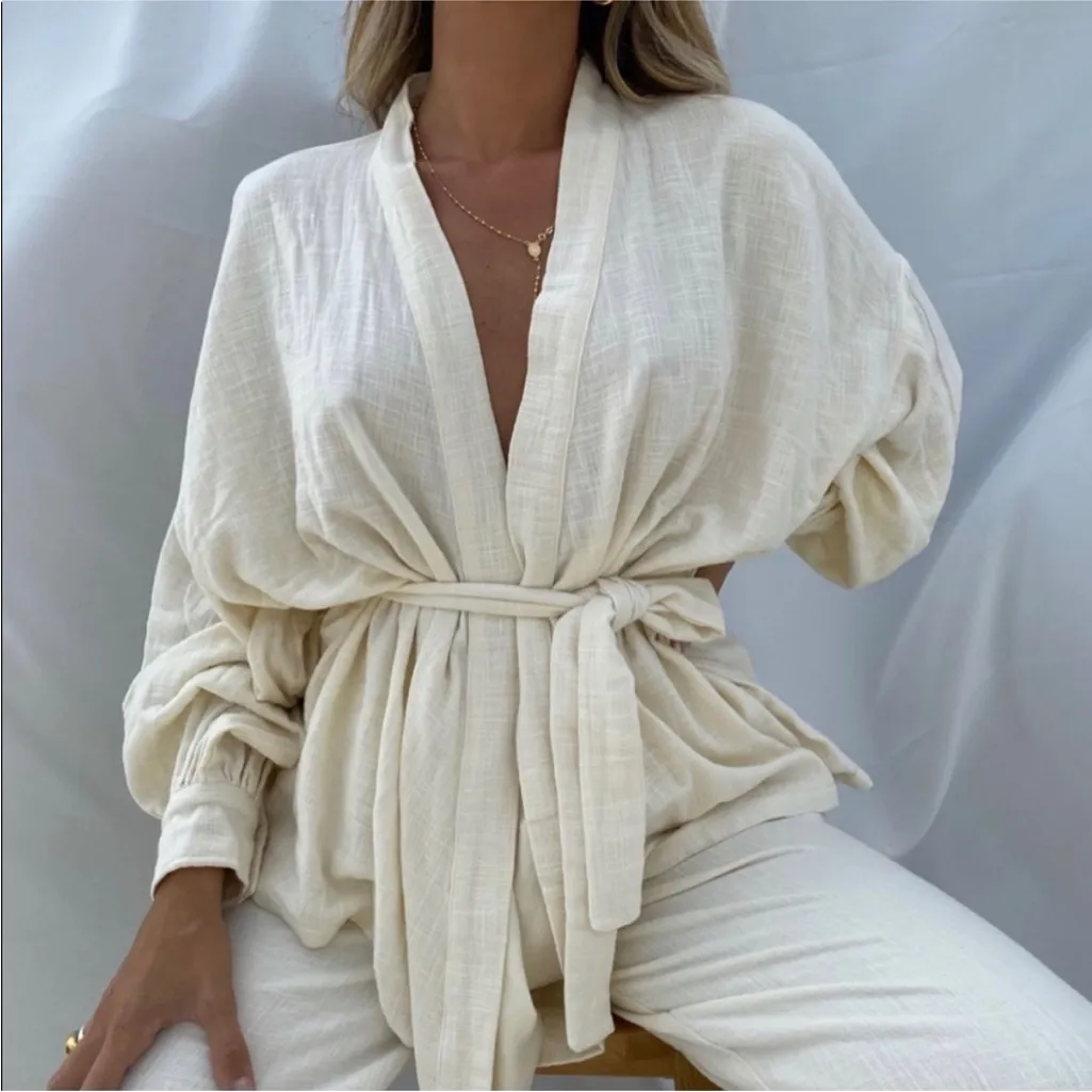 Maurie & Eve Designer Indus Kimono Top in green size 2 100% cotton - Image 6