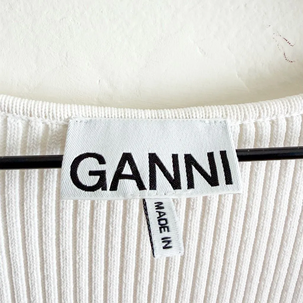 GANNI Ribbed Melange Knit Long Sleeve Midi Dress Size M - Image 7