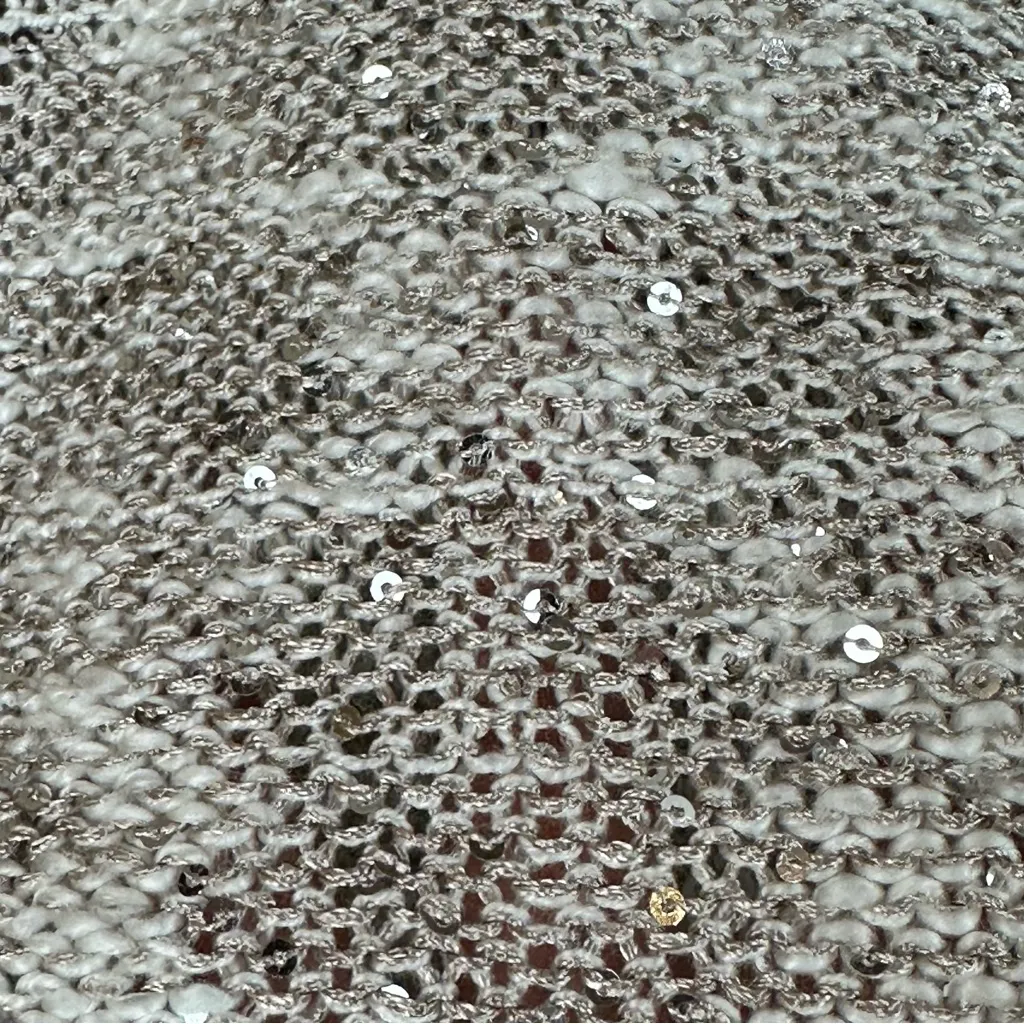 INC International Concepts Cream Beige Cowl Neck Sequin Pullover Sweater Small Tan - Image 5