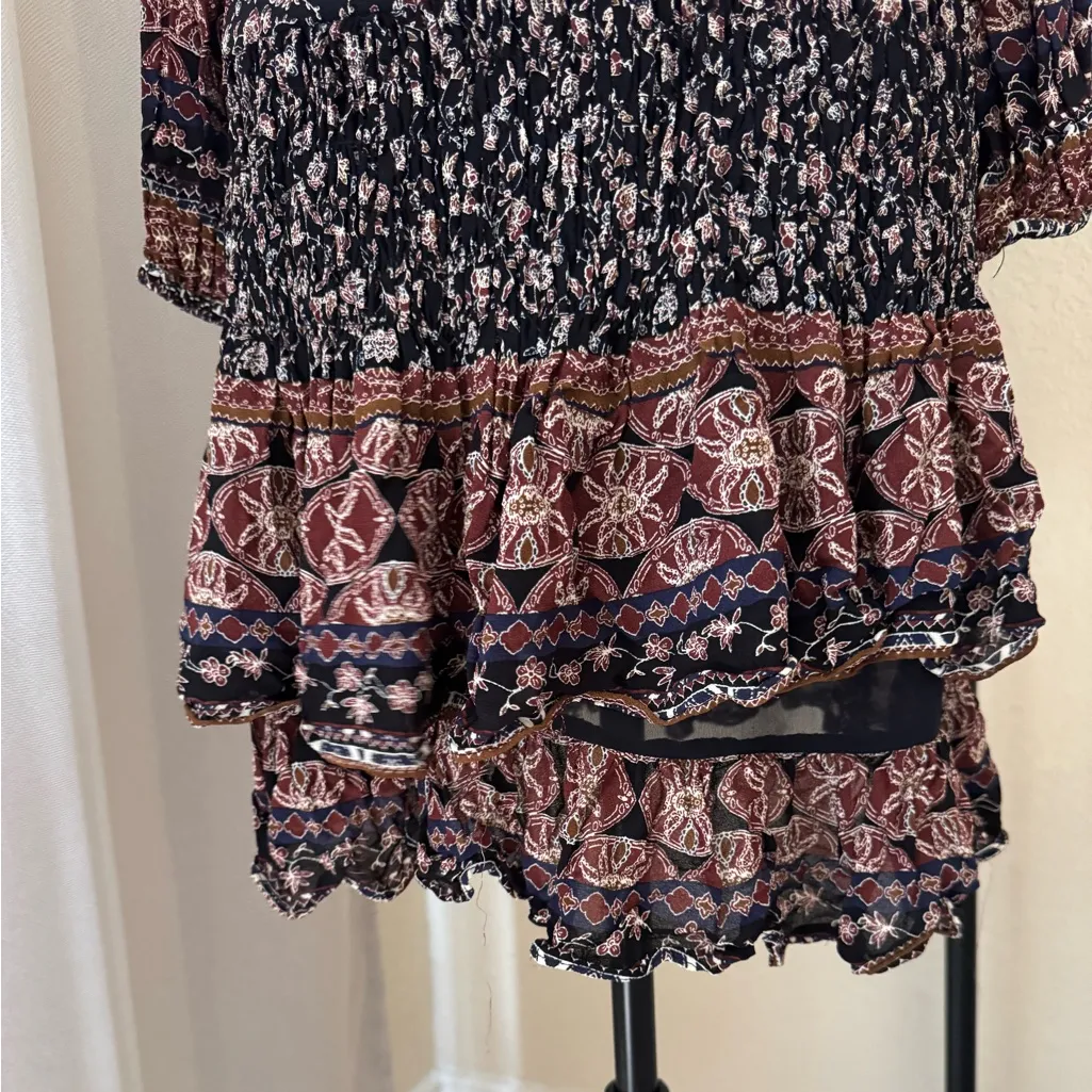 ASTR The Label Boho Floral Long Sleeve Fairy Ruffle Tiered Dress XS - Image 7