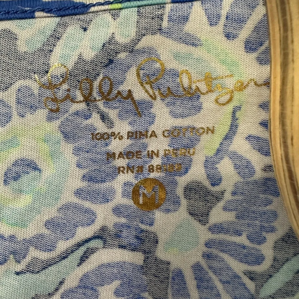 Lilly Pulitzer Marlowe Dress Sand Dollar Indigo Blue Pima Cotton Size Medium - Image 5