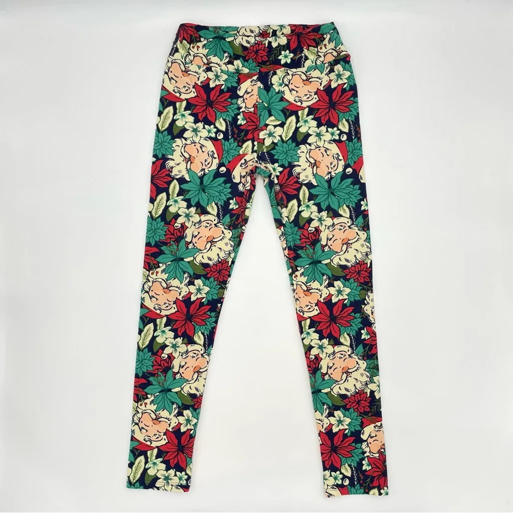 LuLaRoe Christmas Leggings Santa Faces Holiday‎ One Size - Image 2