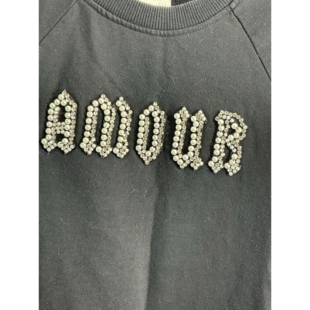 Womans Aeropostale Pullover Sweatshirt Small Black Pearl & Stud Accent - Image 3