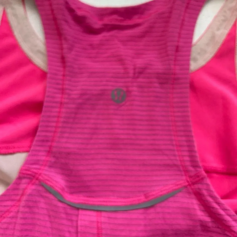 Lululemon Hot Pink Racerback Tank Top Size 6 | Built-In Bra Mesh Back Activewear - Image 3