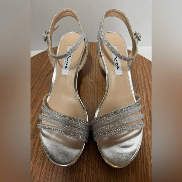 Nina Nelena Silver Dreamland Rhinestone Heels NIB Size 8 M - Image 2