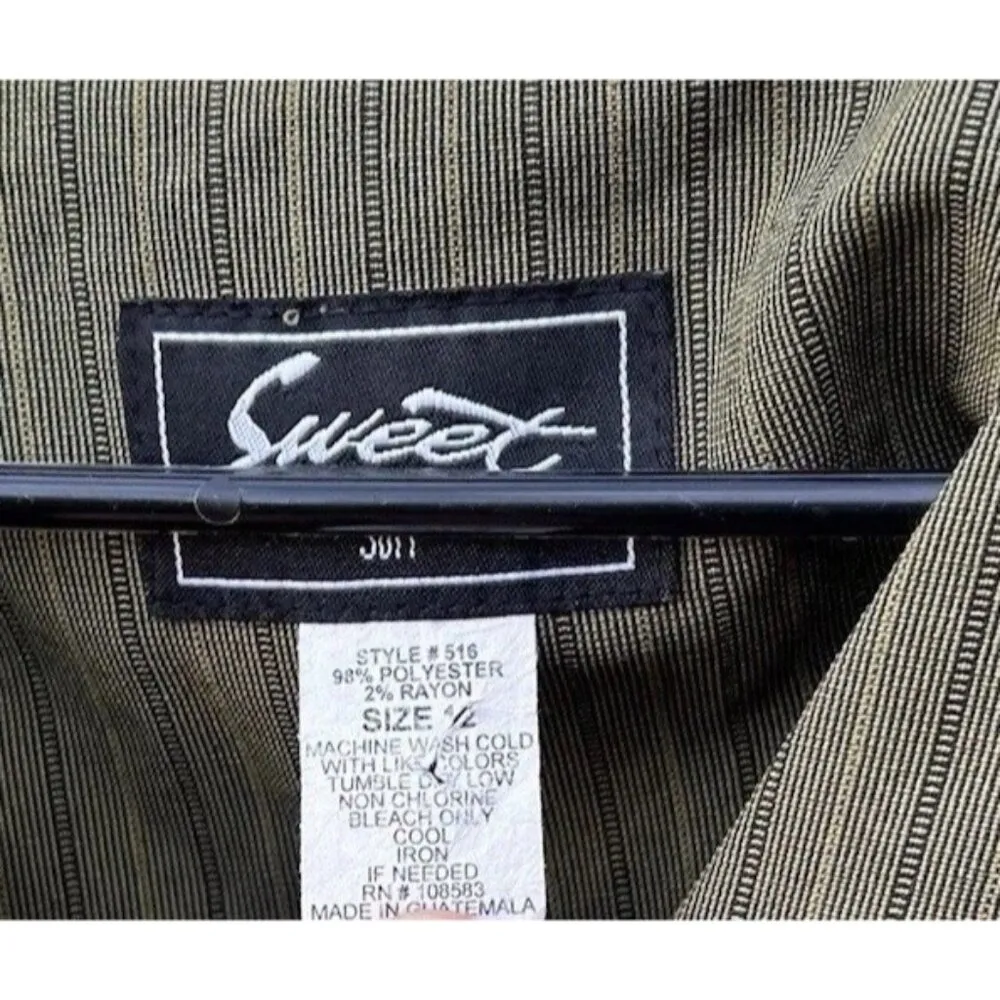 Vintage Sweet Suit Women’s Sz 12 Dress Jacket Tan Brown City Brown Button Green - Image 11