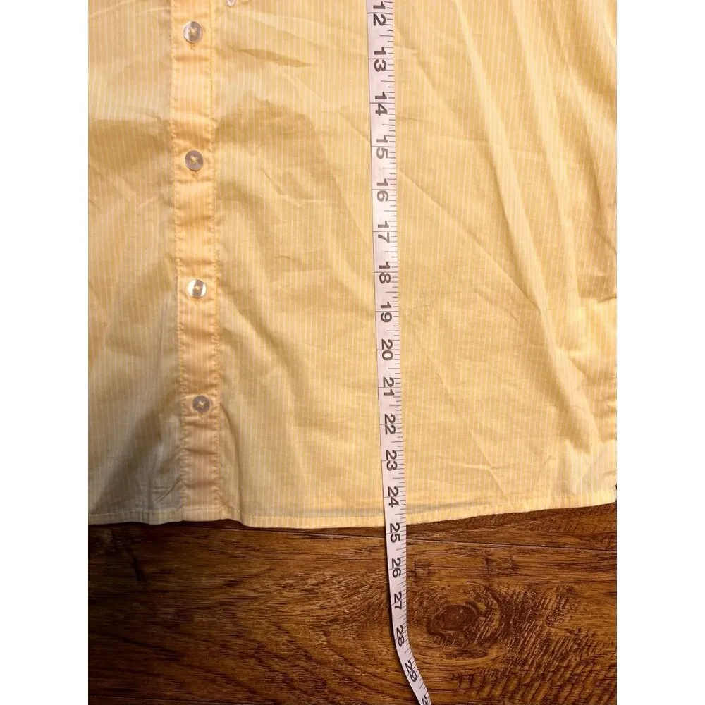 Draper James Yellow Embroidered Striped Flower Emily Button Down Top size Large - Image 10