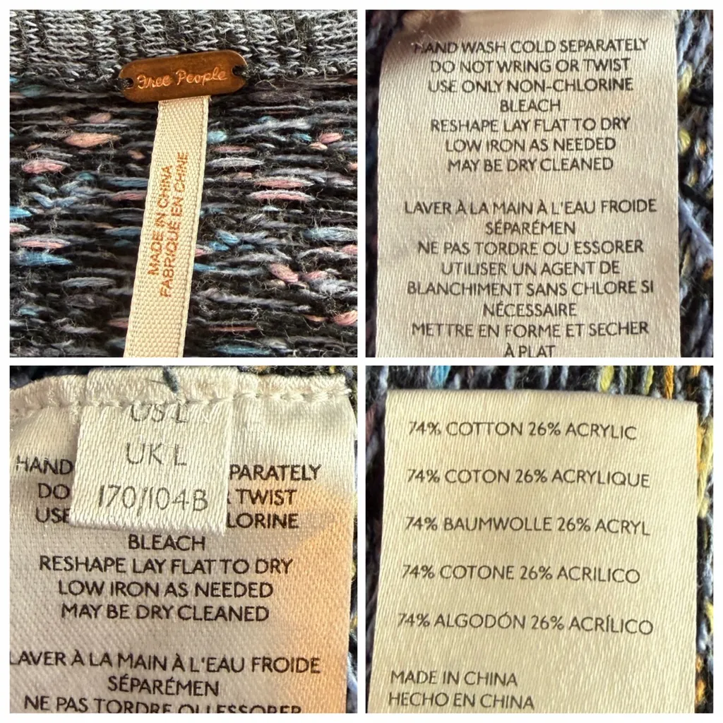 Free People Multicolor Seasons of Sun Sweater Boho Mini Dress Women’s Size Large - Image 13