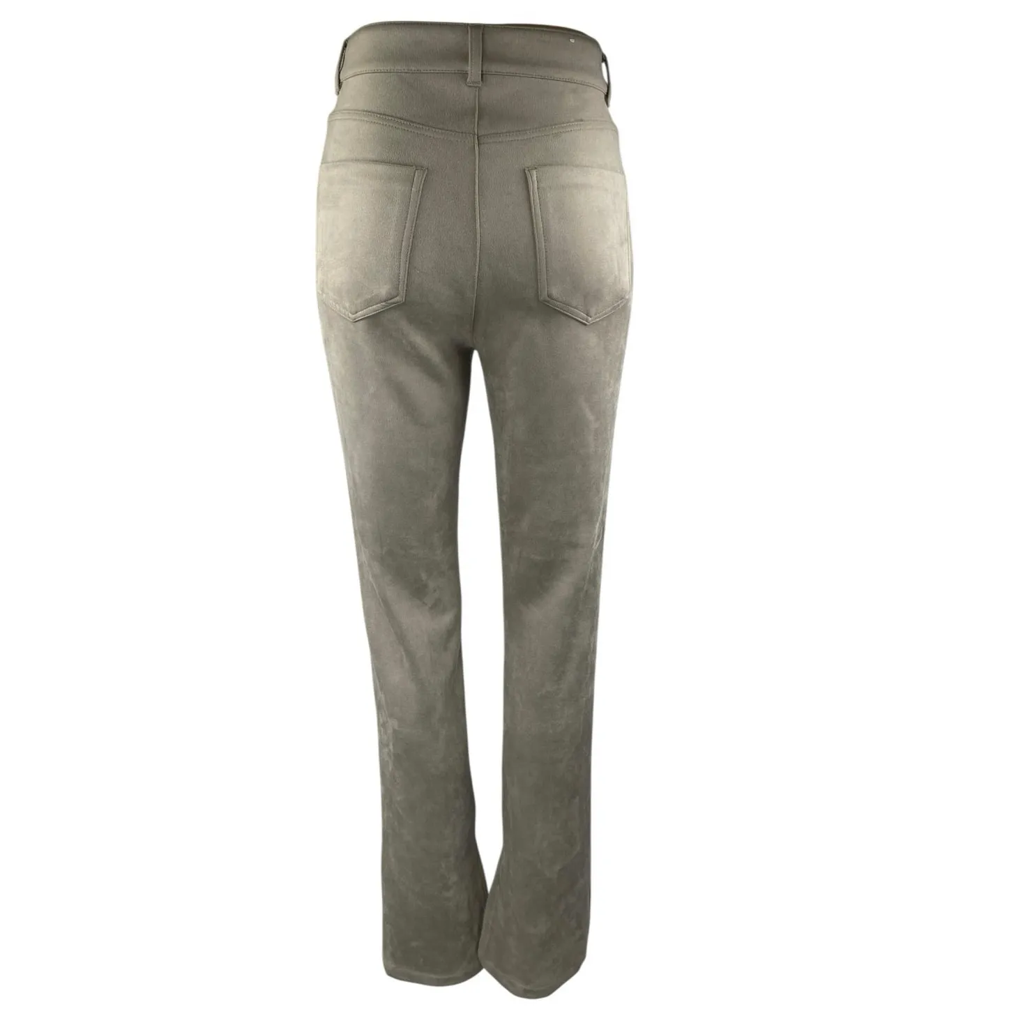 Zara Cream Beige Faux Suede Split Hem High Waist Flared Bootcut Trousers Pants 0 - Image 3