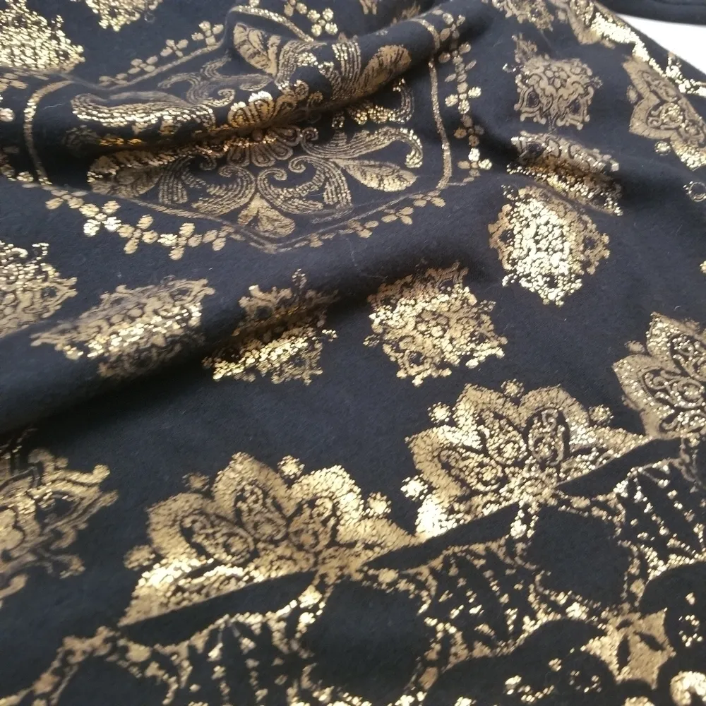 {S} Lucky Brand Gold Foil Medallion Black Tee Shirt 3/4 Sleeve - Image 6