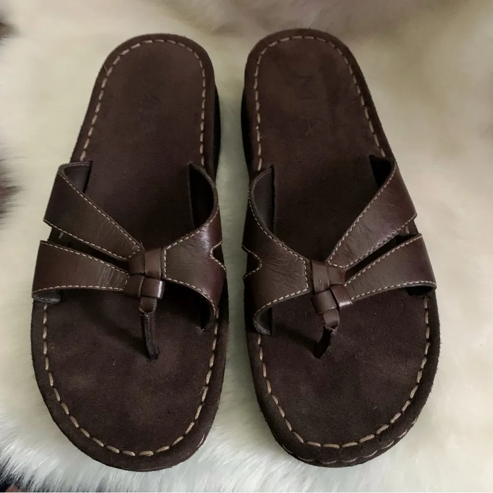 MIA Joelle Brown Leather Platform Sandals 9 - Image 3