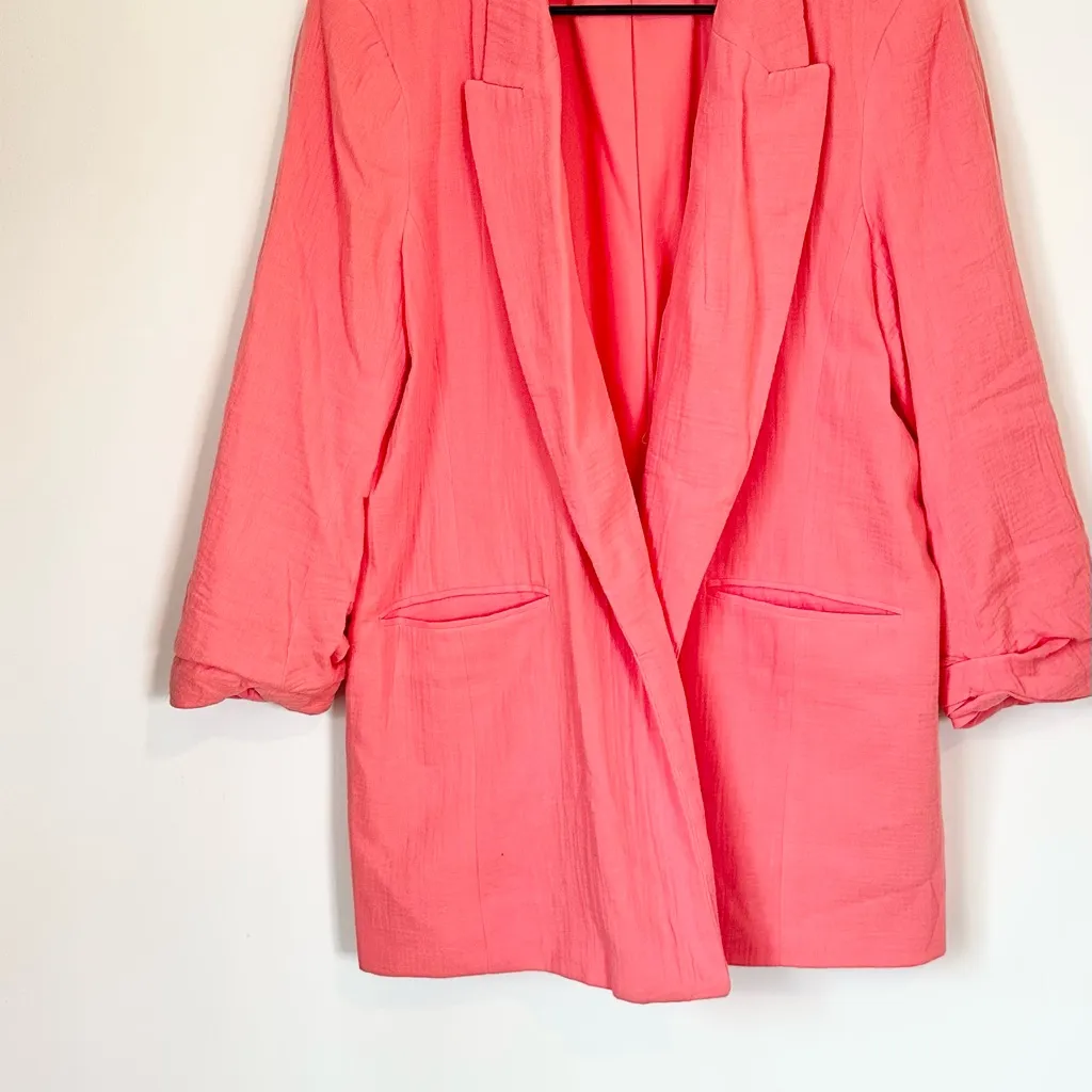 Nine West Coral Ruched Sleeve Open Front Blazer - Size: Extra Large - Image 5
