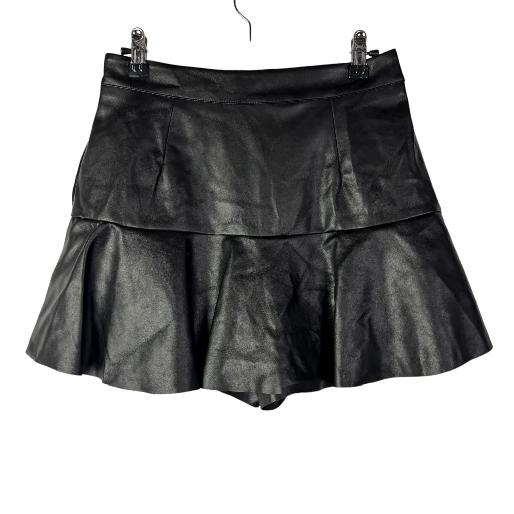 Boutique DO+BE Black Ruffle Faux Leather Mini Skort S - Image 4