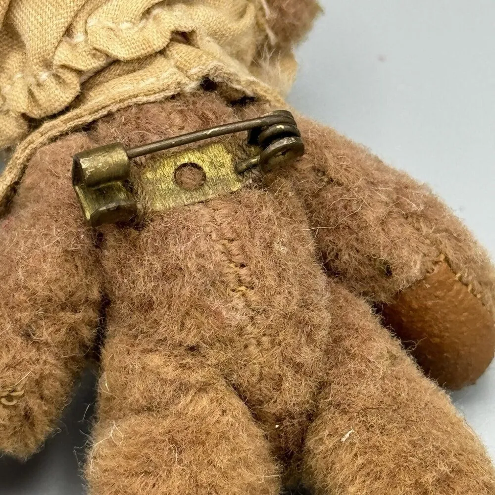 Vtg Pair Thanksgiving Bearwear Jointed Plush Lapel Pins Pilgrims Leather Paws Brown Size 0 - Image 5