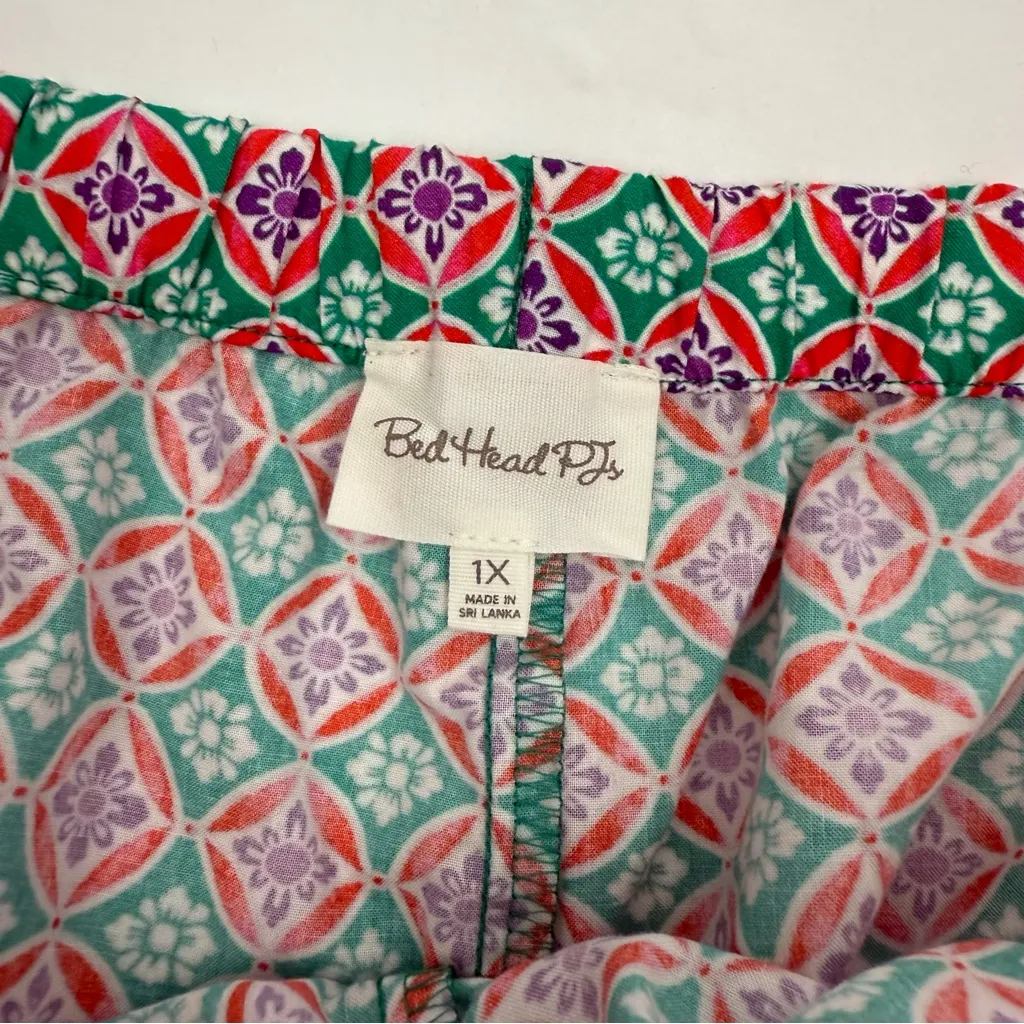 BedHead PJ’s Pajamas Two (2) Piece Set Long Sleeve Top Bottoms Cotton Printed Green Size 1X - Image 15