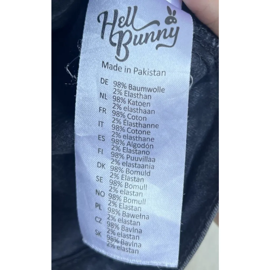 Hell Bunny Black Washed Denim Jean Jacket Retro Rockabilly Goth Punk Size Medium - Image 11