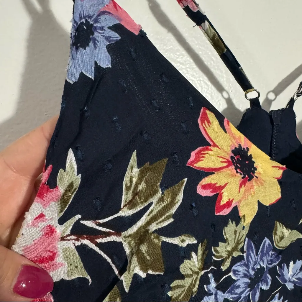 NWT Lulu's Bouquet of‎ Blooms Navy Floral PrintClip Dot Mini Dress Size Large - Image 4
