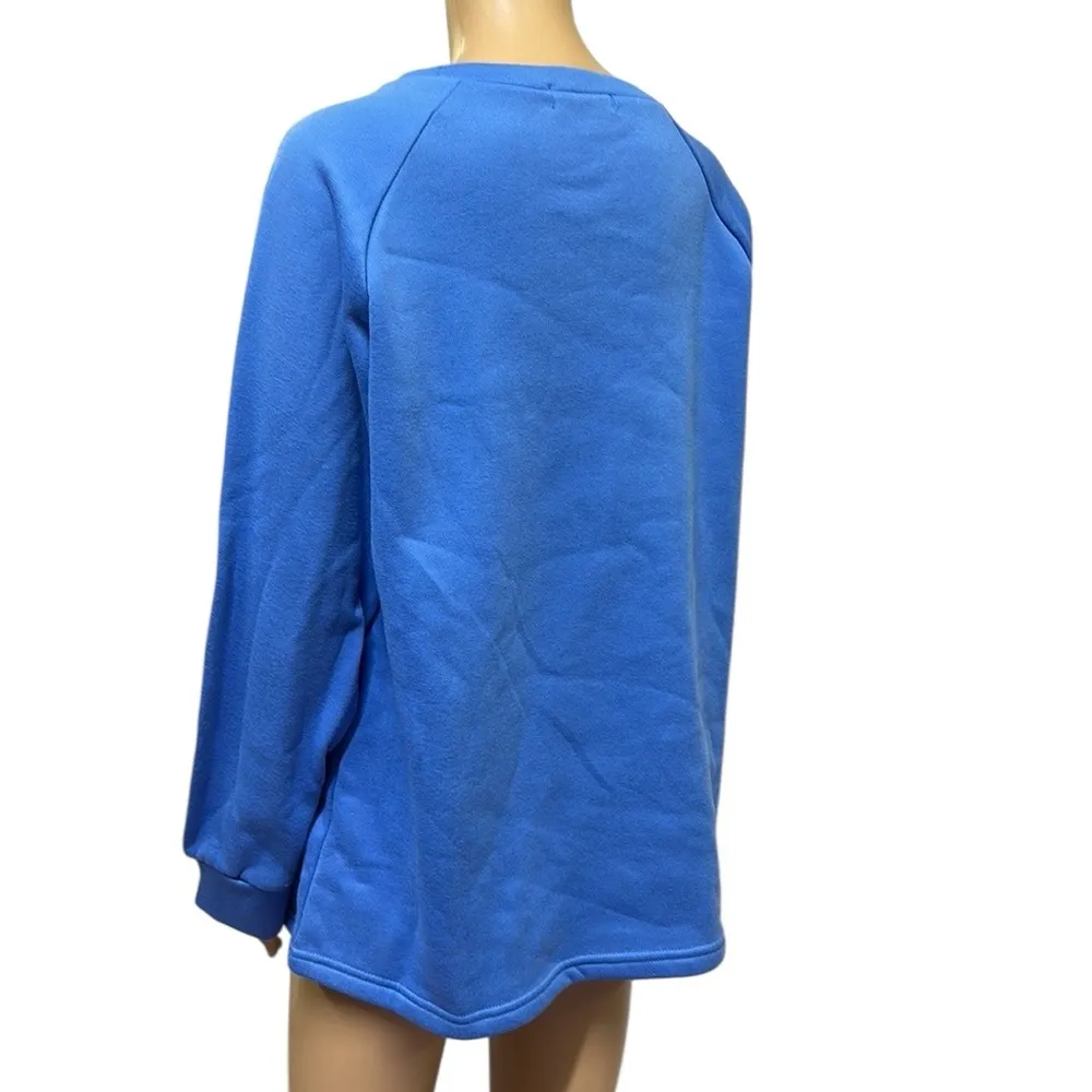 Misslook Floral Daisy Let it be Cozy Cotton Blend Sweatshirt Blue Womens XL - Image 7