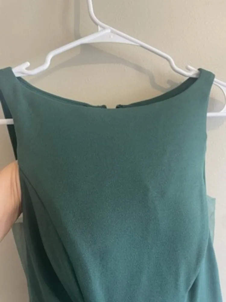 Azazie Rogue Green Bridesmaid Long Dress Mermaid Scoop Side Slit Bust 30 Waist25 - Image 3