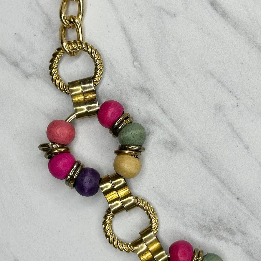 Vintage Wood Beaded Gold Chain Belt Small/Medium (S/M) ✨ - Image 5