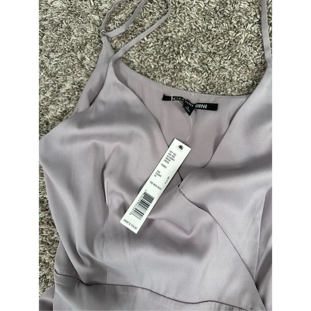 NWT Gianni Bini Fringe Wrap Midi Prima Dress Pebble Purple Flapper Nightlife S - Image 8