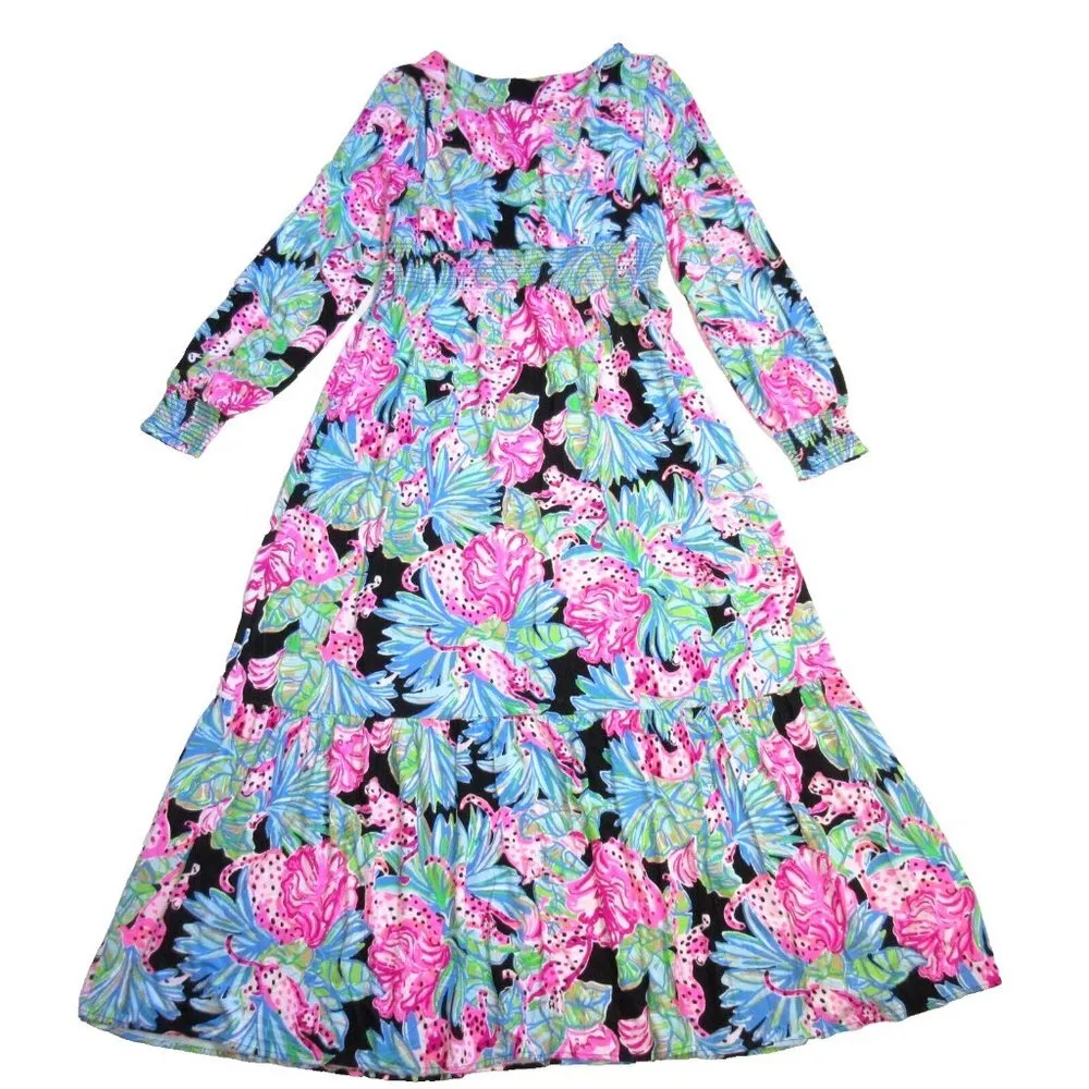 NWT Lilly Pulitzer Mistral Maxi in Onyx Jaguar Jungle Dress L $218 - Image 5